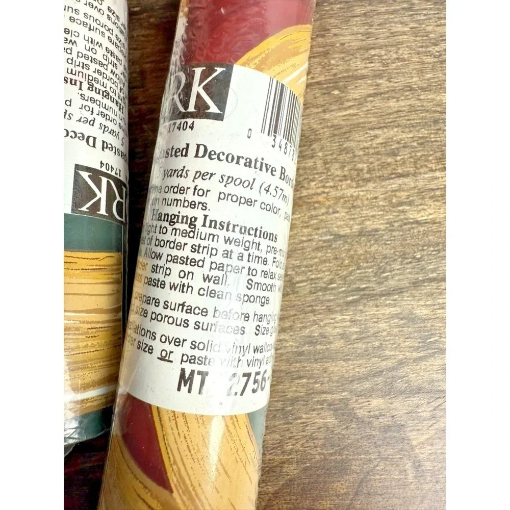 Vintage York Wallpaper Border Southwestern Brushstroke Burgundy Green NOS - 3